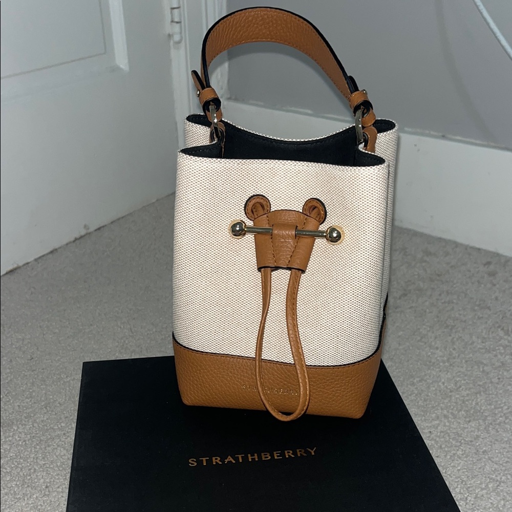 Strathberry Osette Mini Bag in Tan and Cream